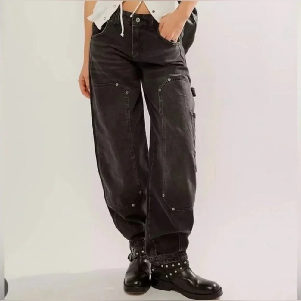 Free People  Loren High Rise Carpenter Barrel Jean in Moonlit Size 26 NWT